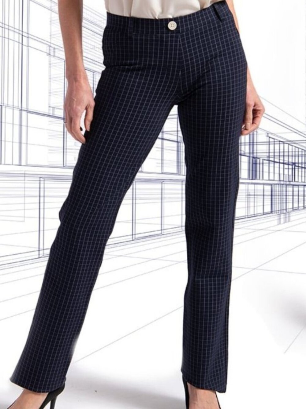 New Betabrand Midtown Check Plaid Straight Dress Pant Yoga Pants Medium Petite